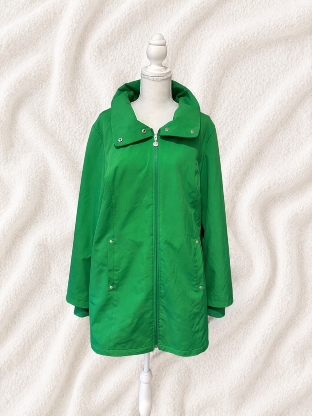 Calvin Klein Bright Green Hooded Trench Coat